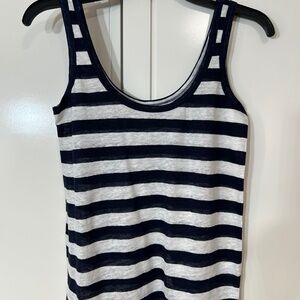 J.Crew Womens Blue Scoop Neck Striped Linen Tank Top Sz.XXS New With Tags
